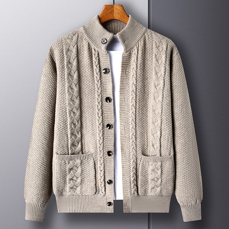 Cardigan in maglia spessa, giacca maglione ampia e retrò in jacquard