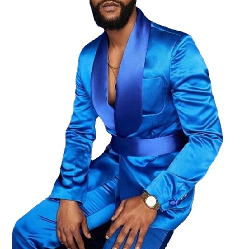 Ink Blue Business Casual Men's Two-piece Suit