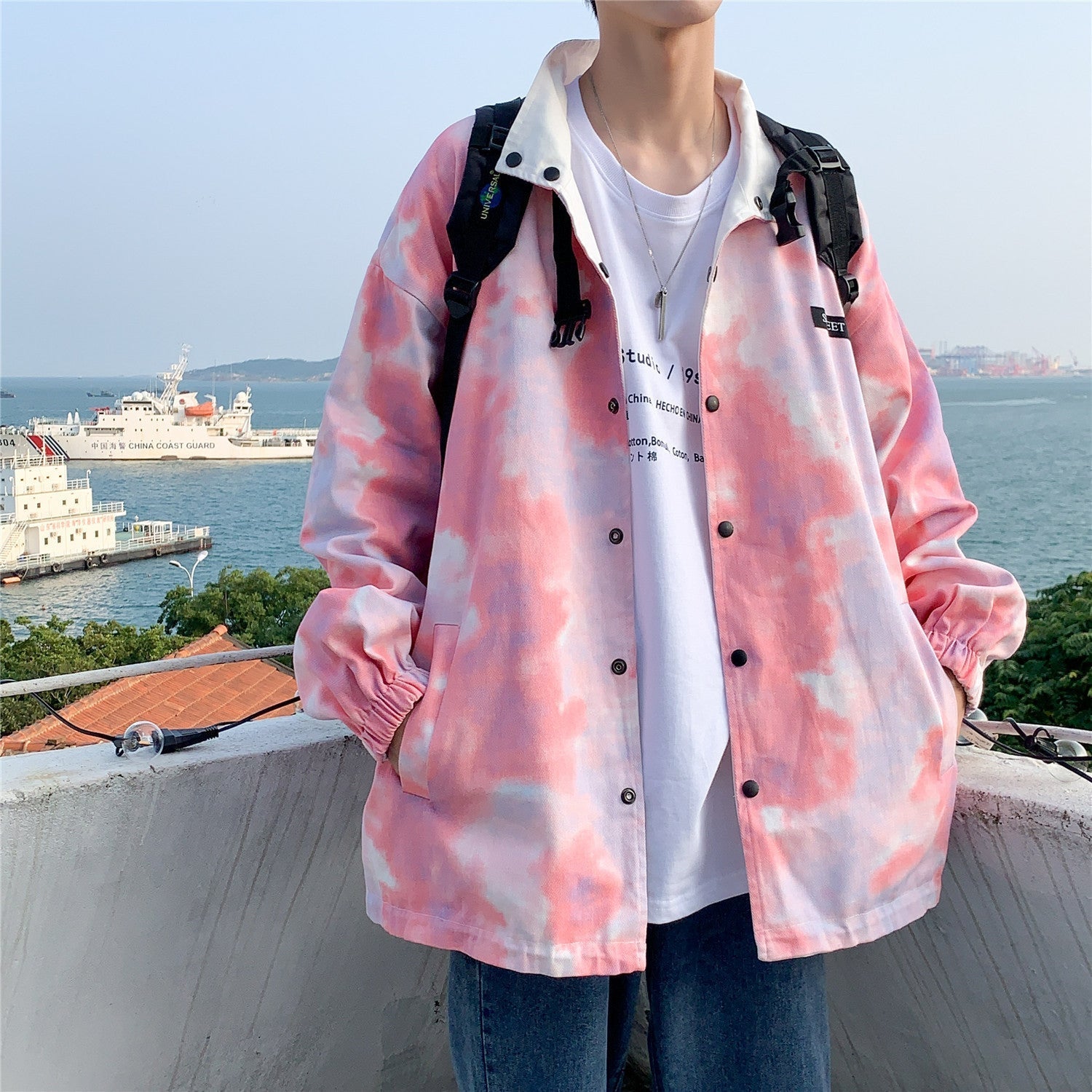 Wind Tie-dye Baseball Jacket