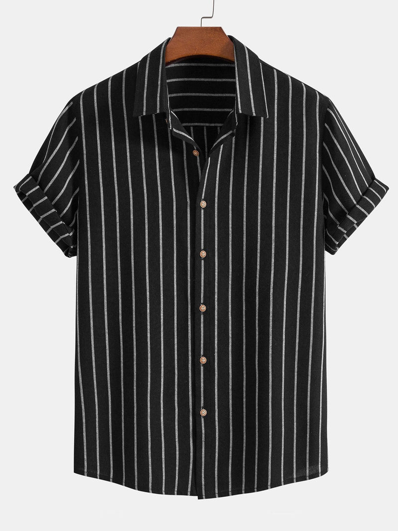 Camisa unicolor de manga corta para hombre