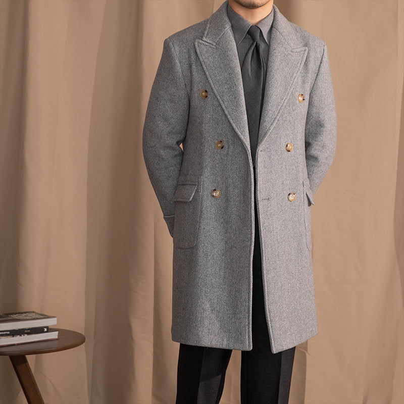 Vintage Men's Wool Herringbone Polo trench Coat