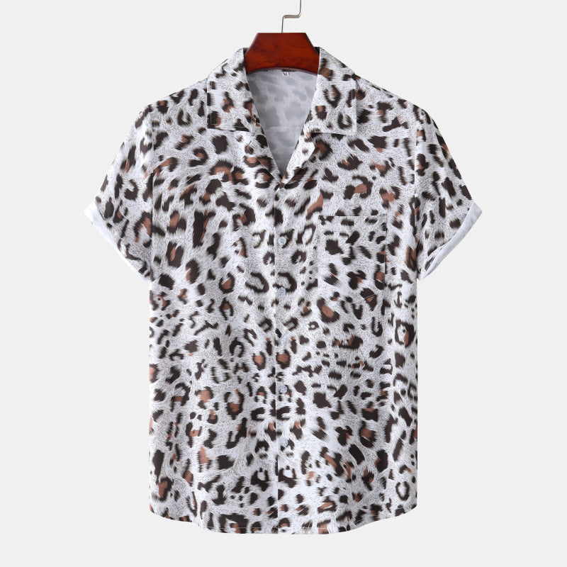 Summer Hawaii Beach Leopard Print Flower Shirt