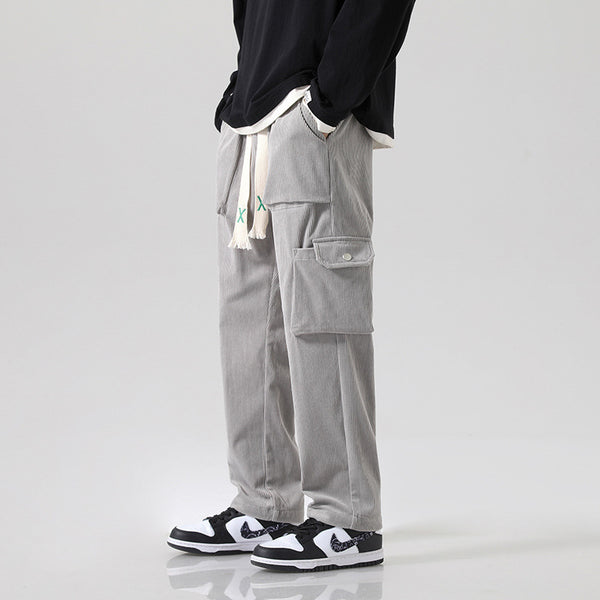 Men's Loose Corduroy Multi-pocket Straight Cargo Pants