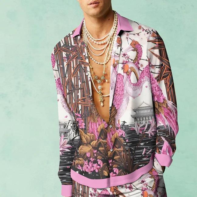 Printed Men's Long-sleeved Shirt