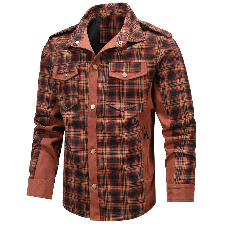 Men's Casual Plaid Shirt Jacket