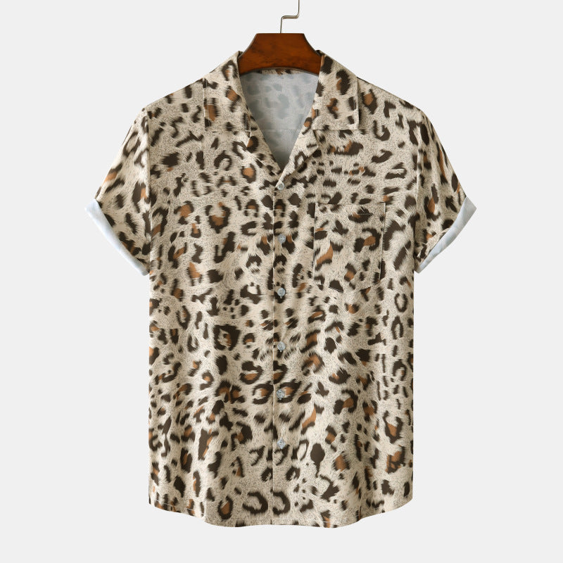 Summer Hawaii Beach Leopard Print Flower Shirt