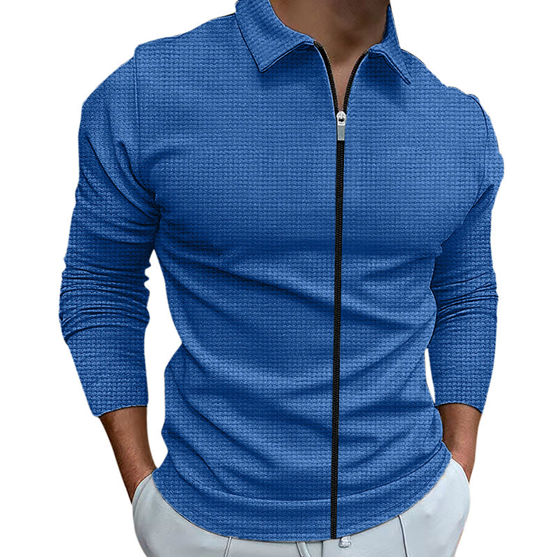 Men's Waffle Style Zipped Lapel Jacket