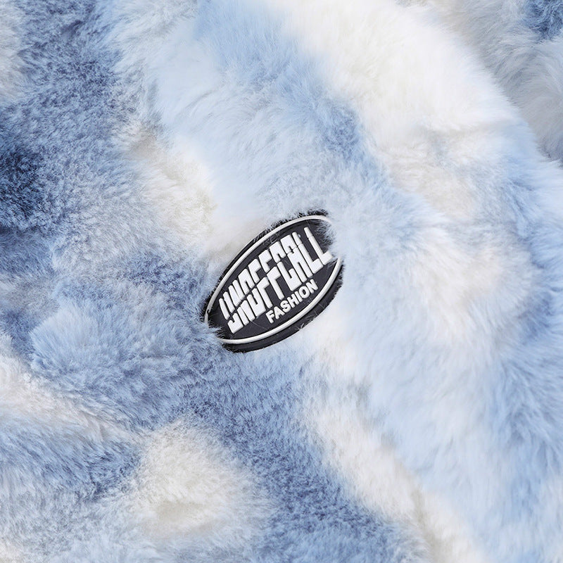 Tie-dyed Polar Fleece Stand Collar Autumn And Winter Coat