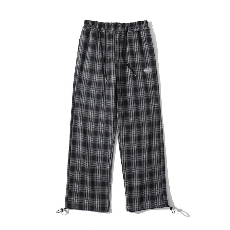 Plaid Trousers Drooping Straight Casual trousers