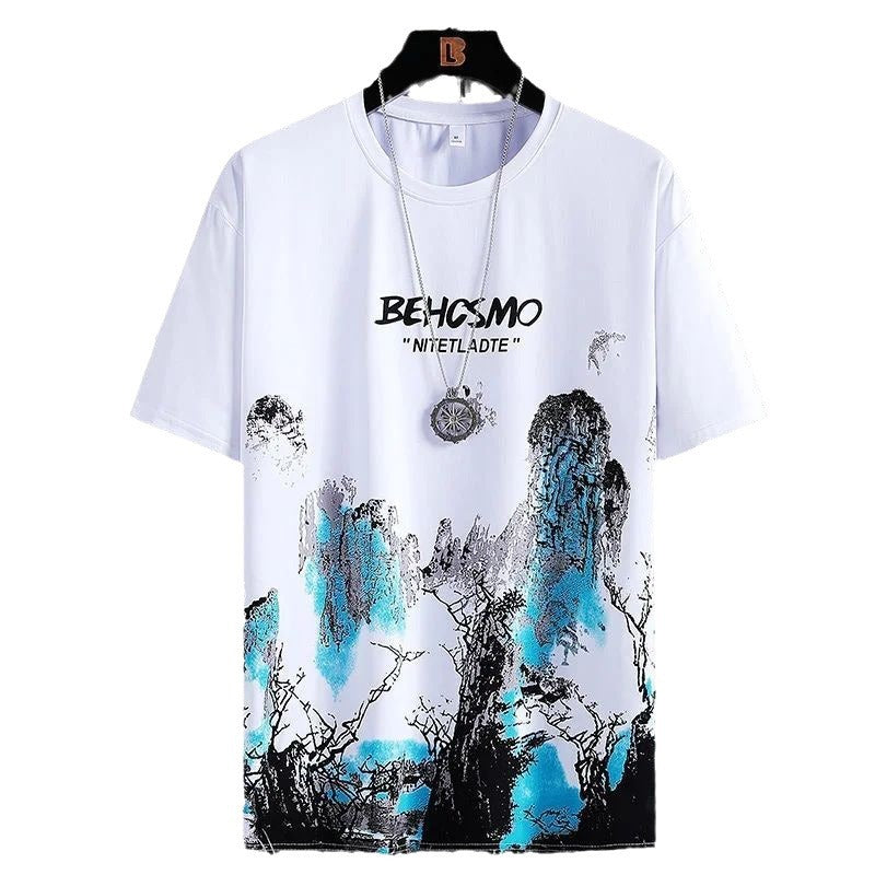 Short Sleeve Men's Ink Painting Graffiti Sports Breathable t-shirt