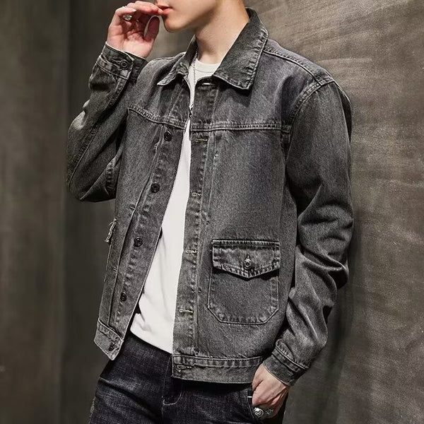 Grey Denim Coat Short Jacket