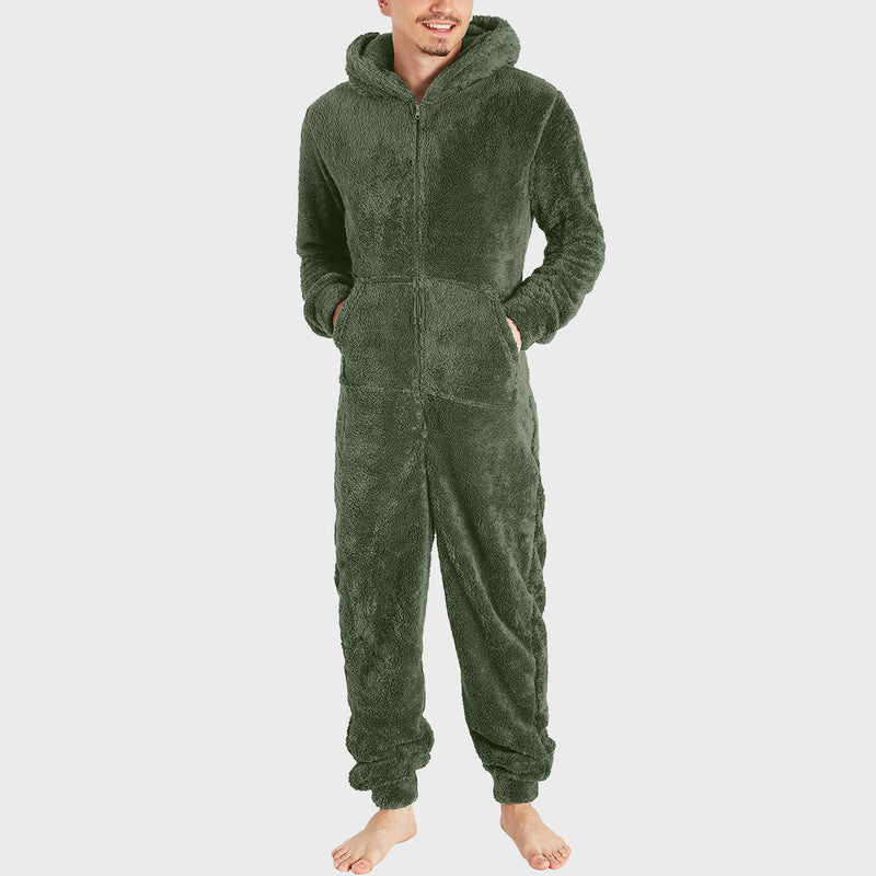 Pijama de mono de felpa térmica con cremallera para hombre