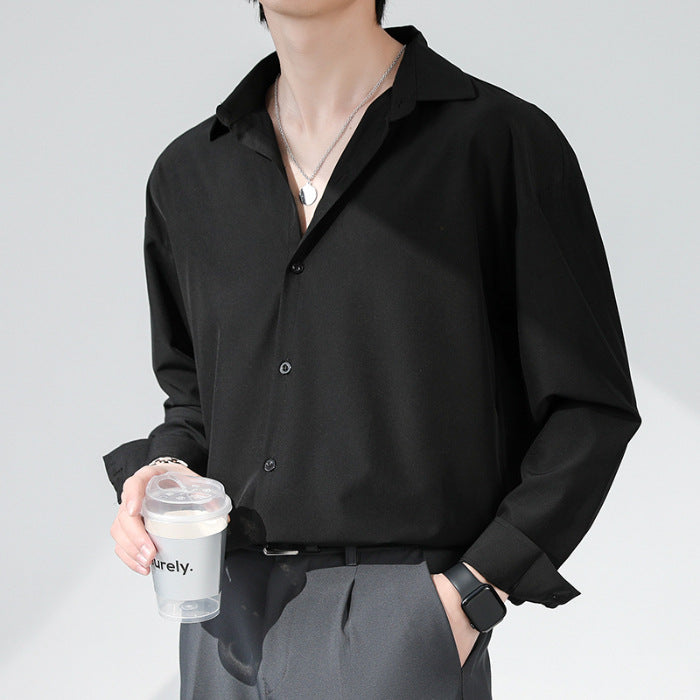 Men's Loose Long Sleeve Non-ironing Drape shirt