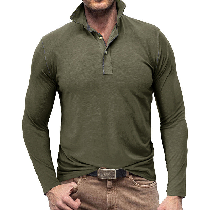 Men's Henley Lapel T-shirt