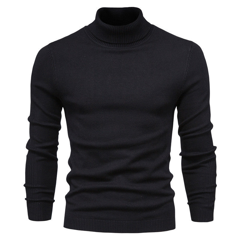 Men's Solid Color Pullover Turtleneck Casual Sweater