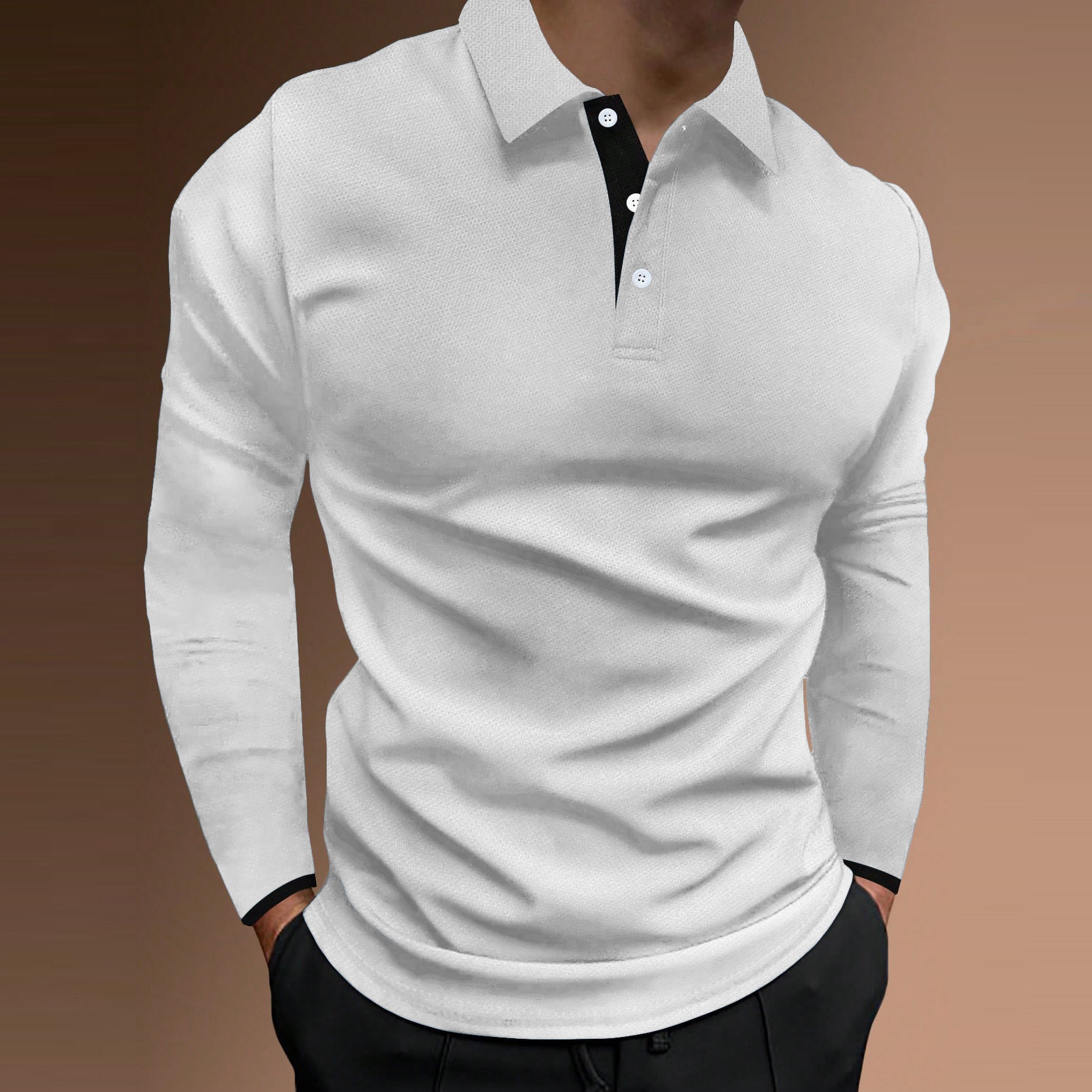 Sports Fitness Casual Stand Collar Stretch Vertical Bar Long Sleeve t-shirt