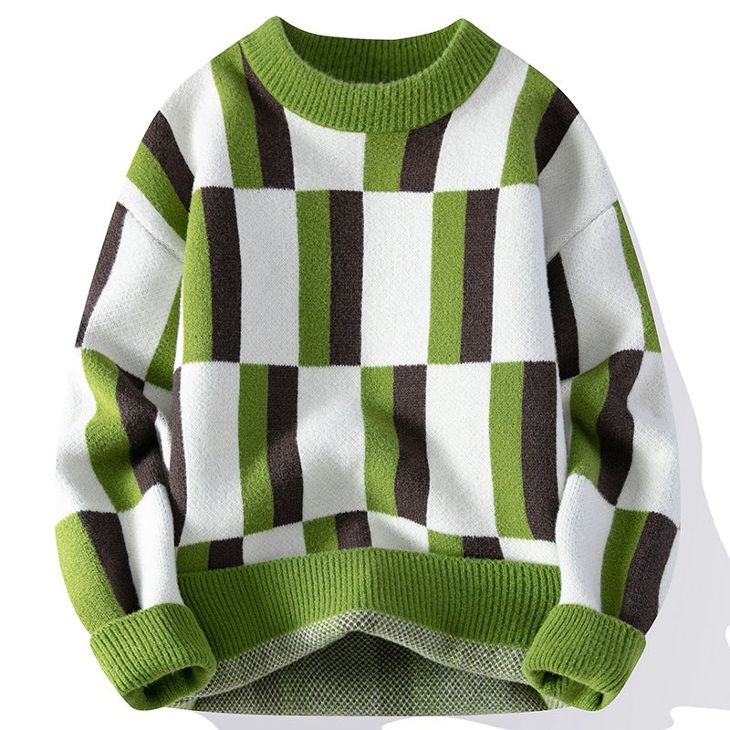 Men's Round Neck Multicolor Sweater
