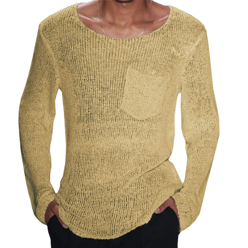 Men's European And American Solid Color Long Sleeve sweater