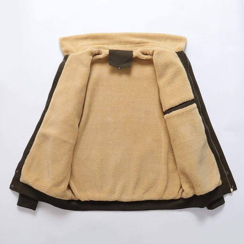 Men's Casual Fleece-lined Washed Coat