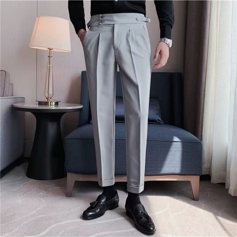 Pantalones de traje de vestir formales de negocios de estilo británico para hombres