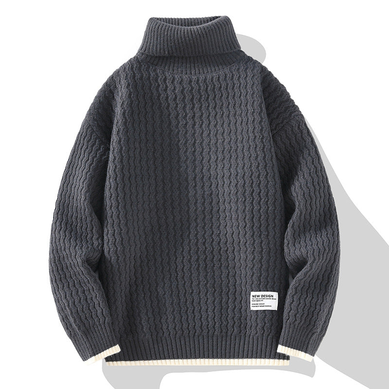 Winter Turtleneck Men's Loose Solid Color Sweater