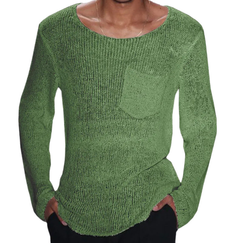 Men's European And American Solid Color Long Sleeve sweater