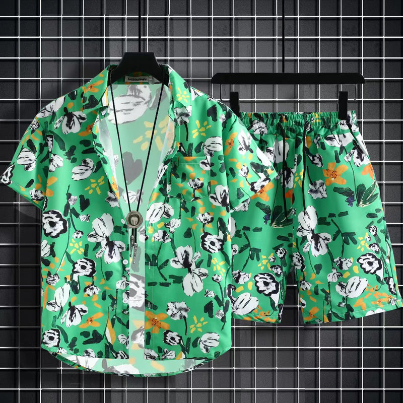 All-match Quick-drying Hainan Island Retro Ice Silk Printed Shirt