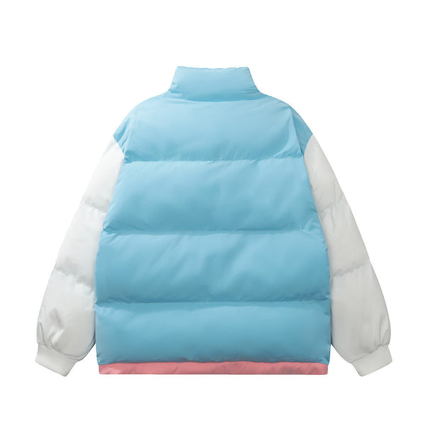 Contrast Color Thickened Puffer Jacket Cotton-padded Coat