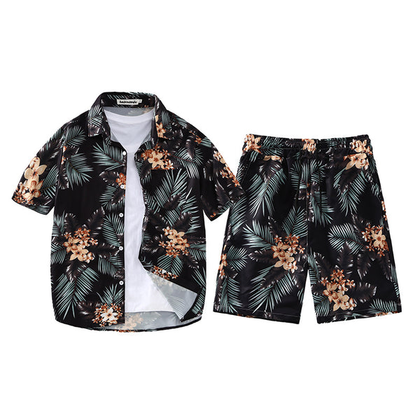 All-match Quick-drying Hainan Island Retro Ice Silk Printed Shirt