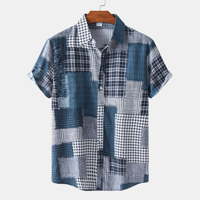 Men's Cotton And Linen Short Sleeve Hawaiian printed Shirt