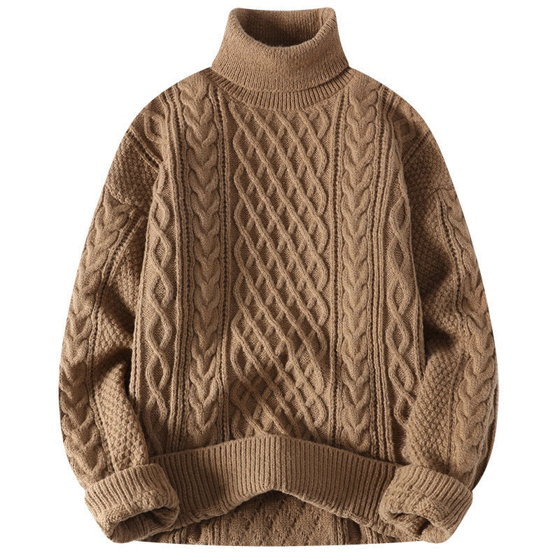 Maglione spesso a collo alto in jacquard vintage da uomo