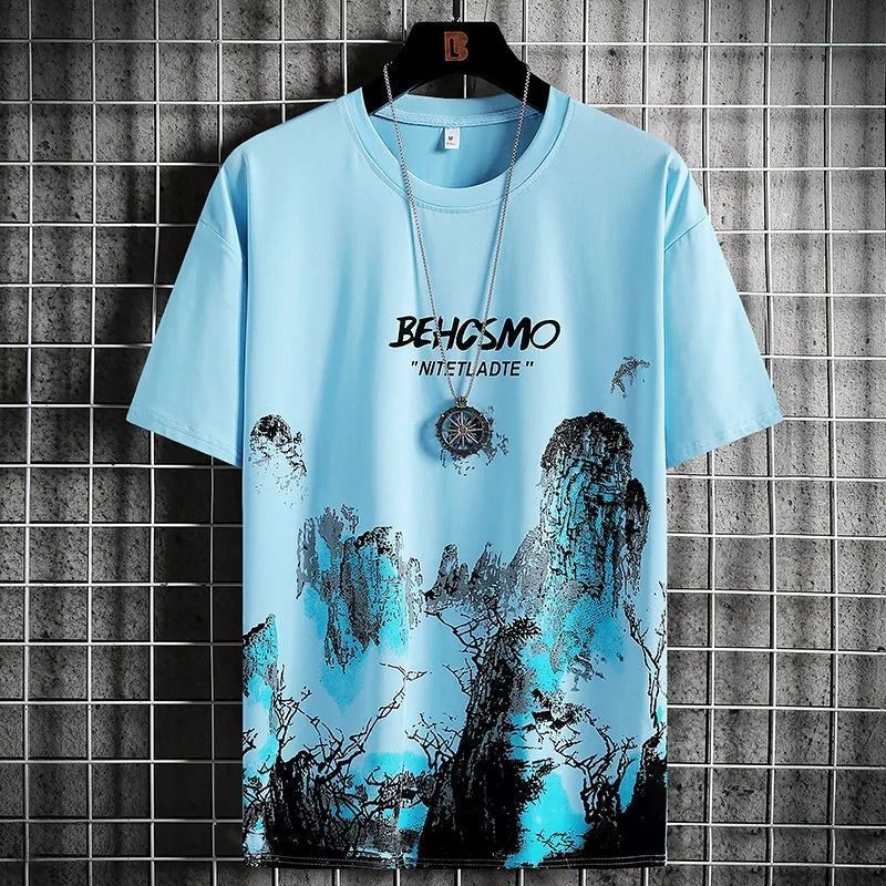 Short Sleeve Men's Ink Painting Graffiti Sports Breathable t-shirt