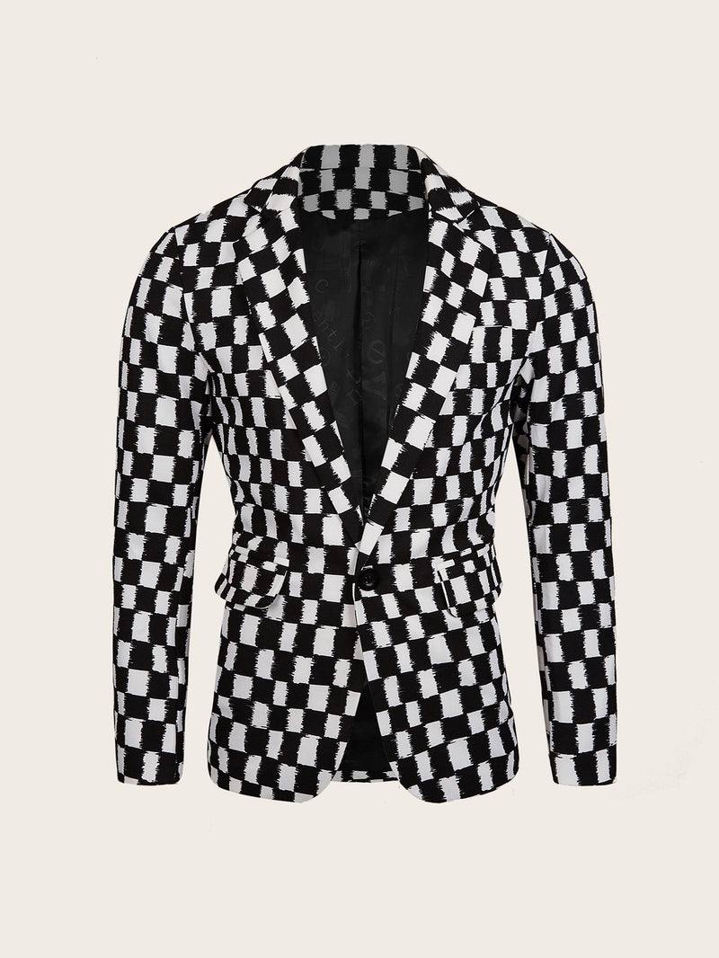 Houndstooth Leisure Suit Slim-fit Plaid Suit jacket