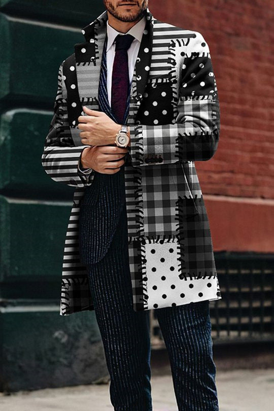 Men's Woolen Stand Collar Mid-length Trench Coat