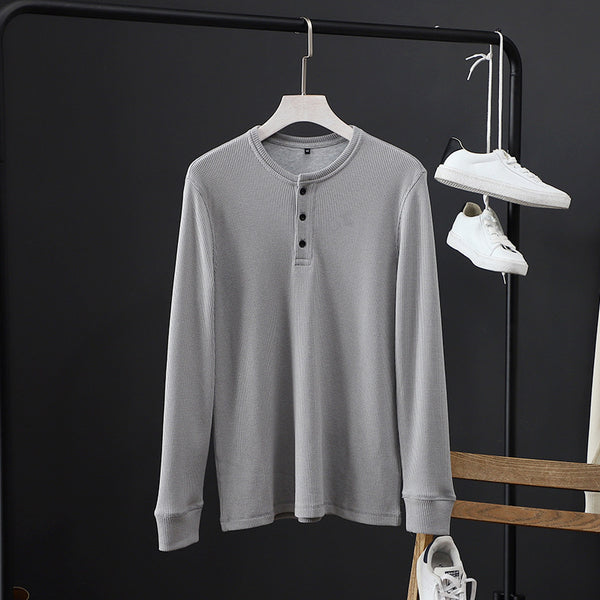 Men's Solid Color Pullover Long Sleeve T-shirt