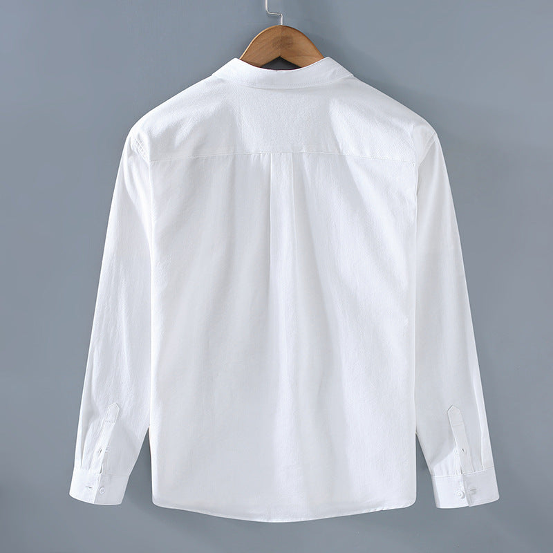 Pocket Pure Cotton Long Sleeve Retro shirt men