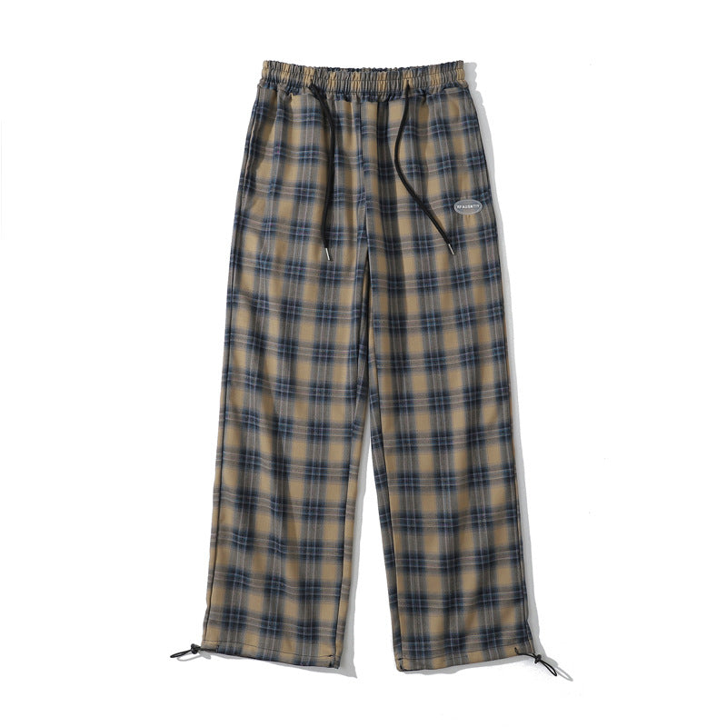 Plaid Trousers Drooping Straight Casual trousers