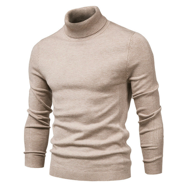 Men's Solid Color Pullover Turtleneck Casual Sweater