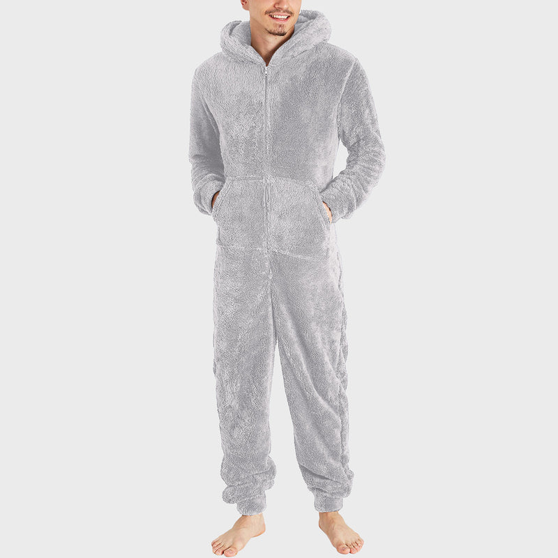 Pijama de mono de felpa térmica con cremallera para hombre