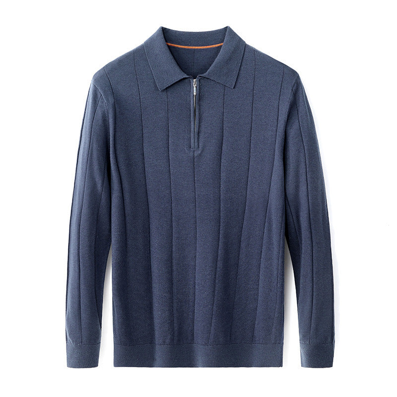 Warm Lapel Slightly Wide Casual Sweater For Men