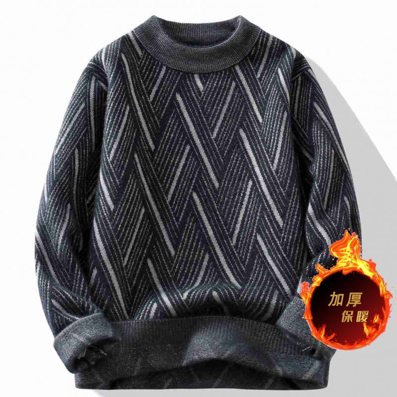 Round Neck Men's Winter Rhombus Sweater