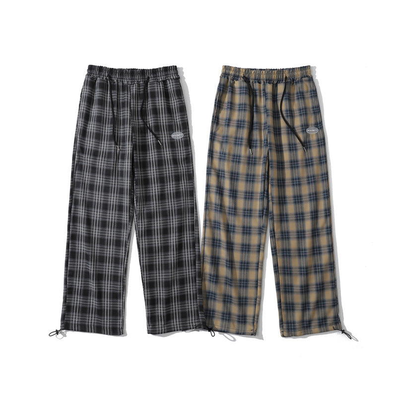 Plaid Trousers Drooping Straight Casual trousers