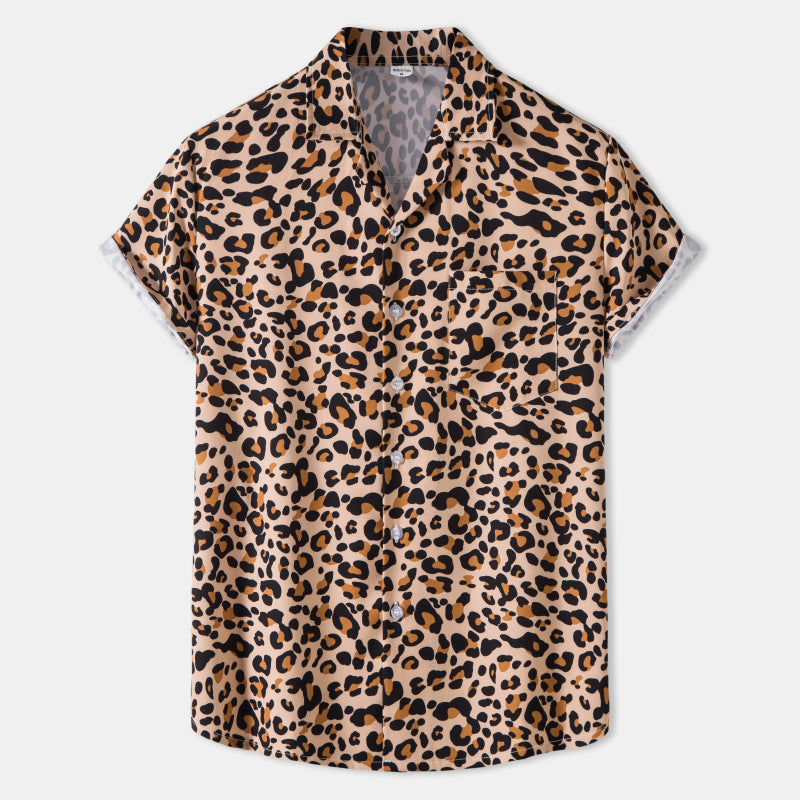 Summer Hawaii Beach Leopard Print Flower Shirt