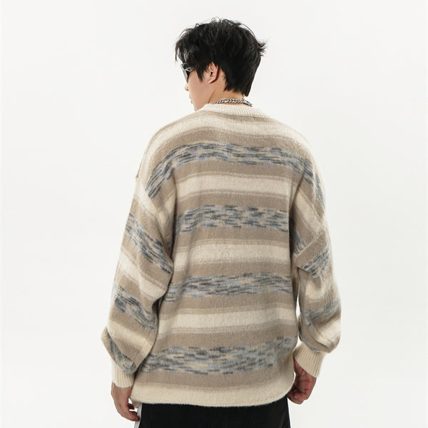 Striped Round Neck Knitted Sweater