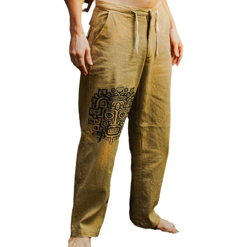 Printed Loose Ethnic Style Casual Trousers