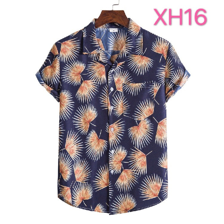 Casual Men's Shirt Hawaiian Beach Style Suit Collar Short Sleeve shirt