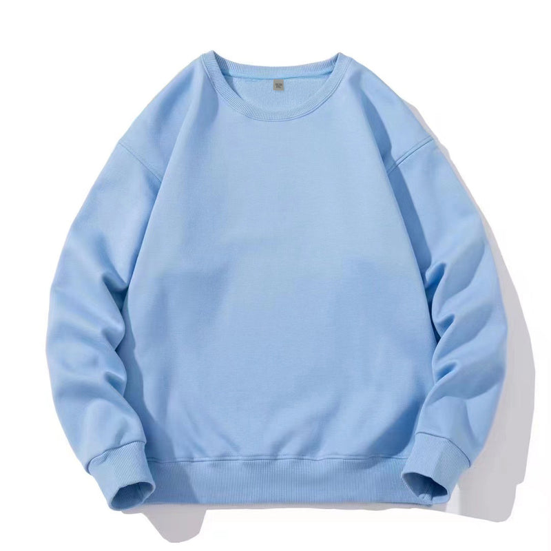 Combed Cotton Solid Color Round Neck Terry Sweater