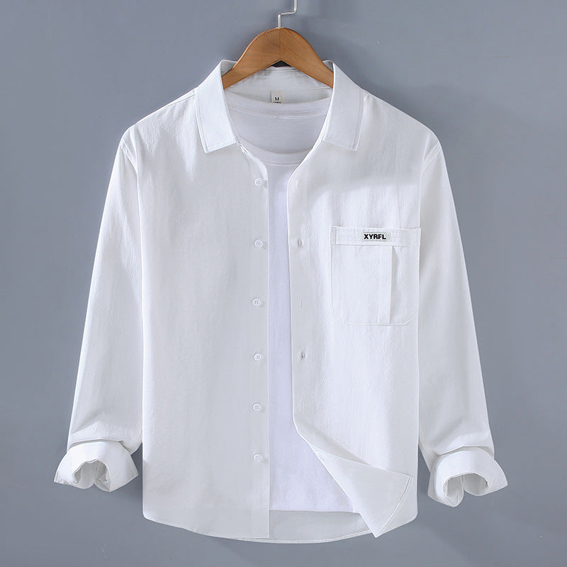 Pocket Pure Cotton Long Sleeve Retro shirt men