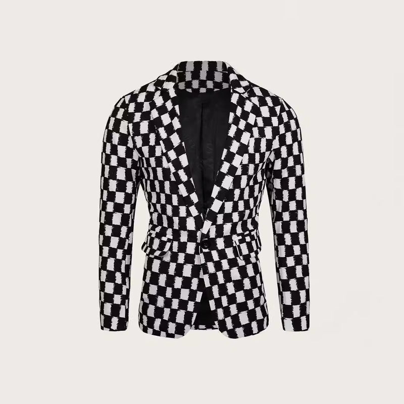 Houndstooth Leisure Suit Slim-fit Plaid Suit jacket