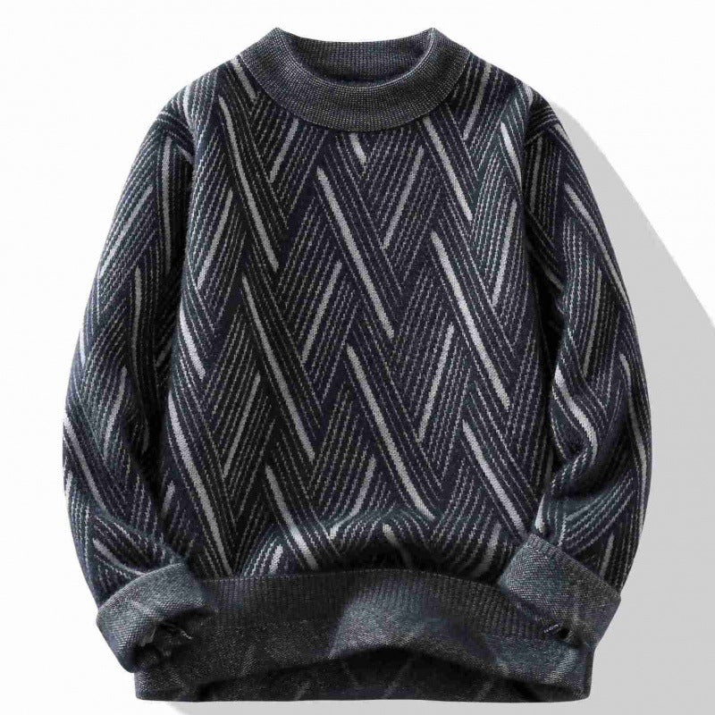 Round Neck Men's Winter Rhombus Sweater